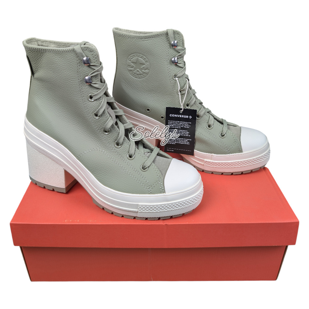 Converse Chuck 70 De Luxe Heel Green Water Repellent Leather Sneaker Boot W11.5